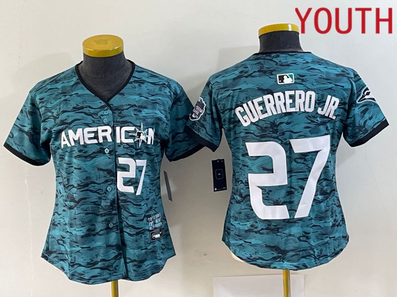 Youth Toronto Blue Jays #27 Guerrero jr American League Nike Green 2023 MLB All Star Jersey